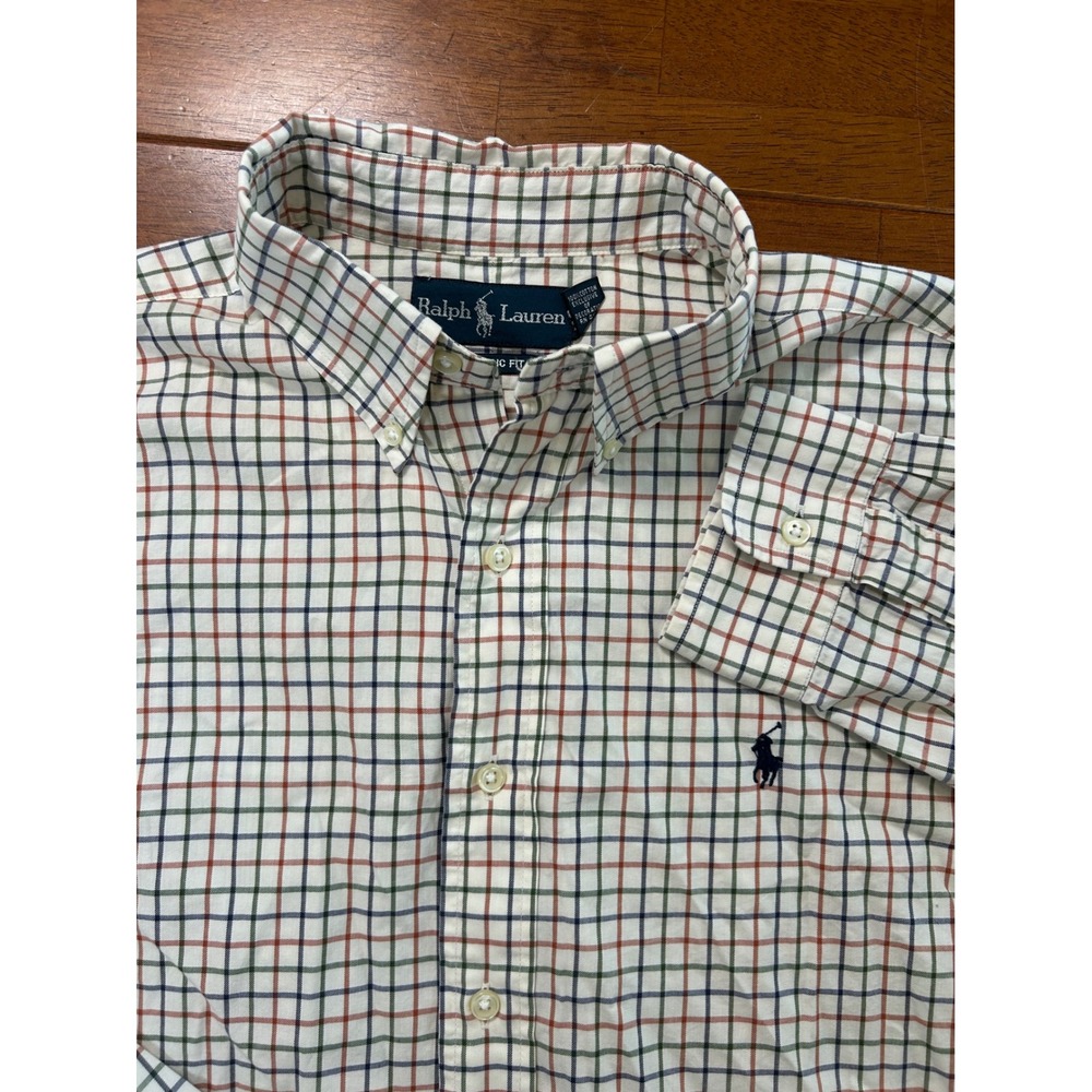 Ralph Lauren Button Down Shirt Mens L Multi Color Plaid Classic Fit Cotton